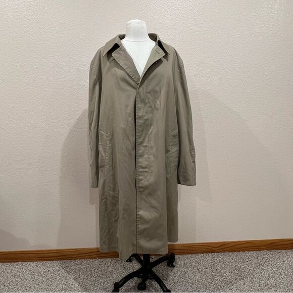 London Fog Maincoats Khaki Trench Coat with Zip Out Liner Size 46 - Picture 4 of 11
